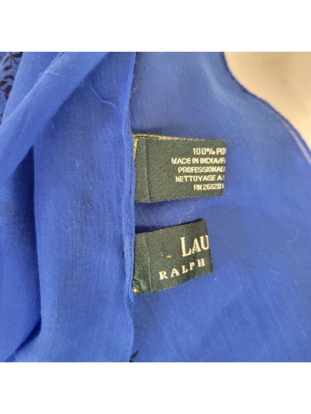 Lauren Ralph Lauren Blue Paisley Bandana Design Sheer Scarf - Picture 4 of 8